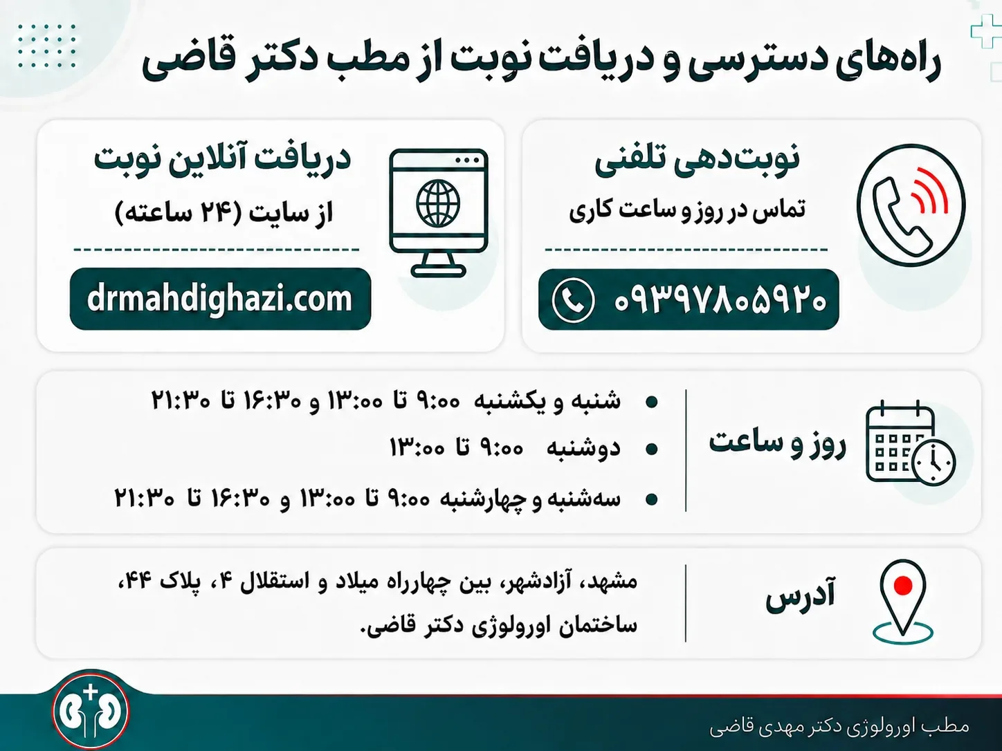 آدرس و مسیر دسترسی به ساختمان اورولوژی دکتر قاضی