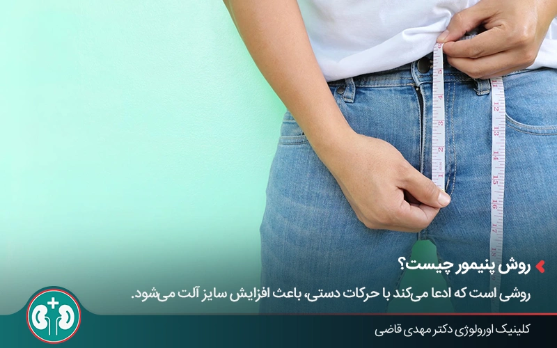 مردی که با متر در حال اندازه‌گیری طول آلت تناسلی خود است، پیش از شروع تمرینات بزرگ کردن آلت