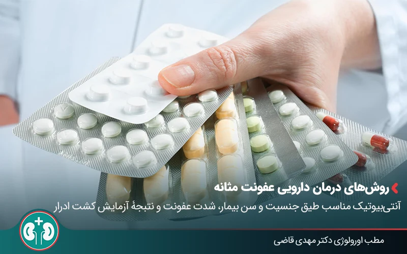 پزشکی که چندین بسته قرص در دست دارد.